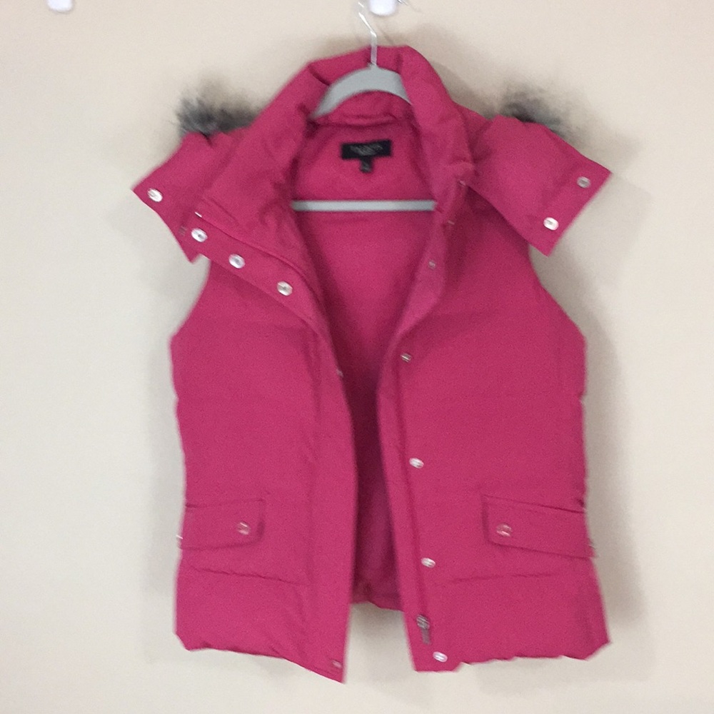 Talbots Hot Pink  Barbie Down Filled Hooded Puffer Vest Size Small